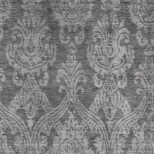 HomeRoots 9' X 12' Gray & Silver Damask Area Rug - Washable, UV-Protected, Durable Design for Every Room! 696367