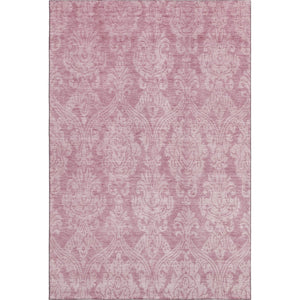 HomeRoots 8' X 10' Pink and Ivory Damask Washable Area Rug – Durable, Stylish, UV-Protected for Busy Homes 696372