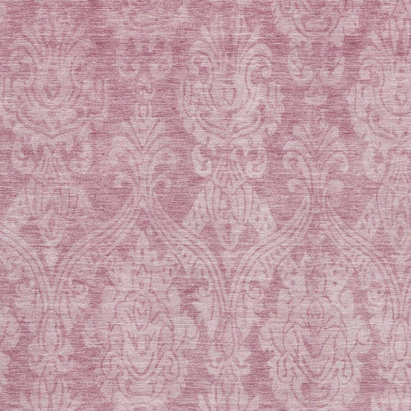 HomeRoots 8' X 10' Pink and Ivory Damask Washable Area Rug – Durable, Stylish, UV-Protected for Busy Homes 696372