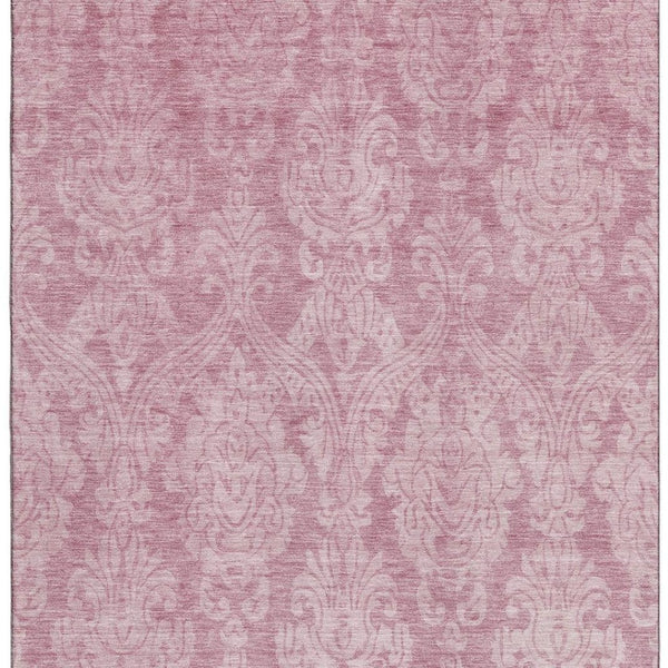HomeRoots 9' X 12' Pink Damask Area Rug – Stylish Washable, UV Protected & Stain Resistant for Busy Homes 696373