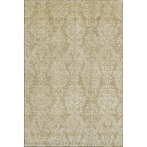 HomeRoots 5' X 8' Tan and Beige Damask Area Rug - Washable, UV-Protected, Stain-Resistant for Homes with Pets! 696376