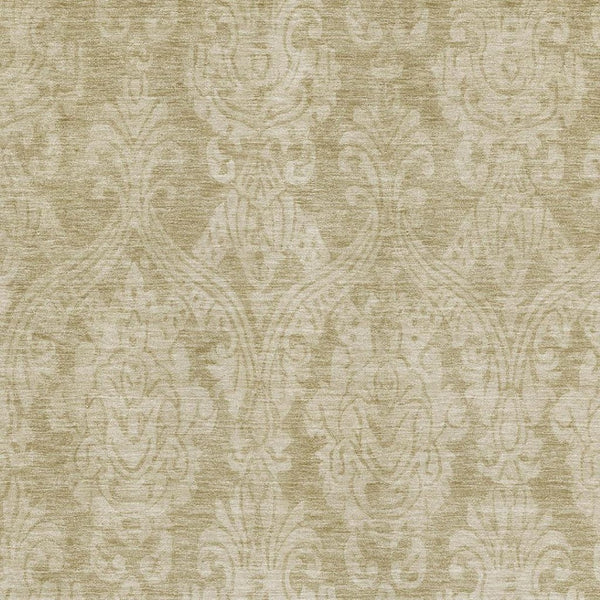 HomeRoots 5' X 8' Tan and Beige Damask Area Rug - Washable, UV-Protected, Stain-Resistant for Homes with Pets! 696376