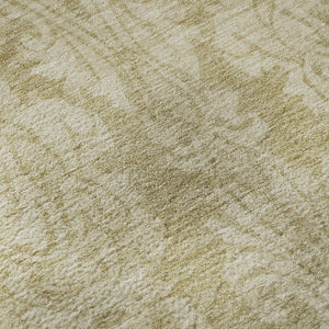 HomeRoots 8' Tan and Beige Damask Round Rug – Stylish, Washable, UV-Resistant, Perfect for Busy Homes! 696377