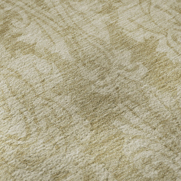 HomeRoots 8' Tan and Beige Damask Round Rug – Stylish, Washable, UV-Resistant, Perfect for Busy Homes! 696377