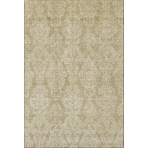 HomeRoots 8' X 10' Tan and Beige Damask Area Rug - Durable, Stain-Resistant, UV Protected for Family Spaces 696378