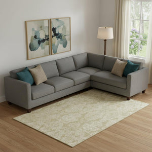 HomeRoots 10' Tan & Beige Damask Area Rug – Washable, UV Protected, Stain Resistant, Perfect for Family Spaces! 696380