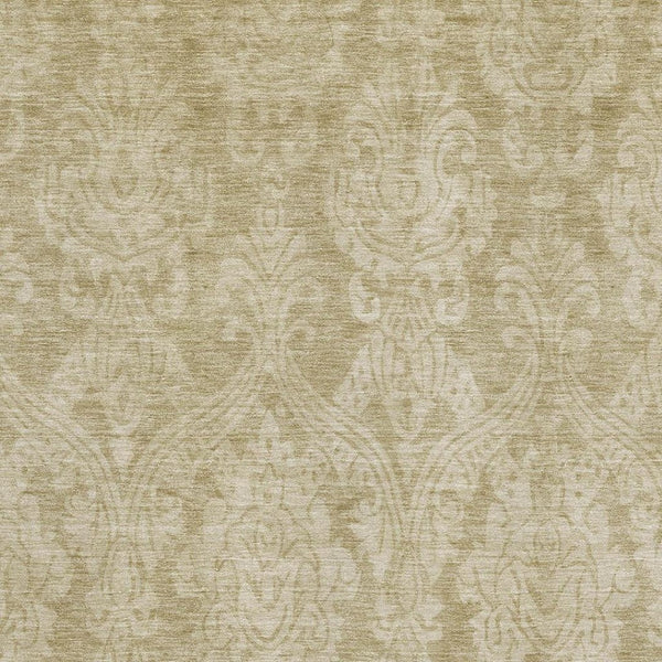 HomeRoots 10' Tan & Beige Damask Area Rug – Washable, UV Protected, Stain Resistant, Perfect for Family Spaces! 696380