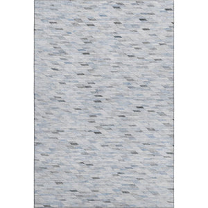 HomeRoots 5' X 8' Geometric Blue Gray & Ivory Washable Area Rug with UV Protection for Modern Homes 696382