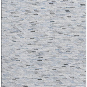 HomeRoots 5' X 8' Geometric Blue Gray & Ivory Washable Area Rug with UV Protection for Modern Homes 696382