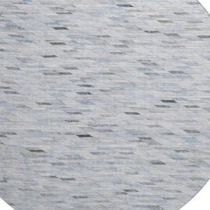 HomeRoots 8' Modern Blue Gray & Ivory Geometric Round Rug - Washable, UV-Protected, Durable & Stylish Design 696383