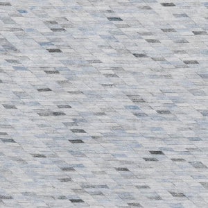 HomeRoots 8' X 10' Washable Blue-Gray & Ivory Geometric Area Rug with UV Protection for Busy Homes & Style 696384