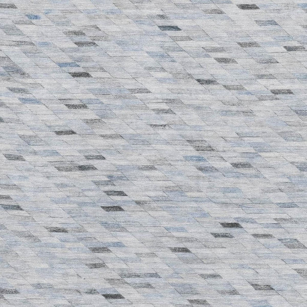 HomeRoots 8' X 10' Washable Blue-Gray & Ivory Geometric Area Rug with UV Protection for Busy Homes & Style 696384