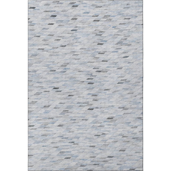 HomeRoots 10' X 14' Stylish Blue-Gray & Ivory Geometric Washable Area Rug with UV Protection for Modern Homes 696386