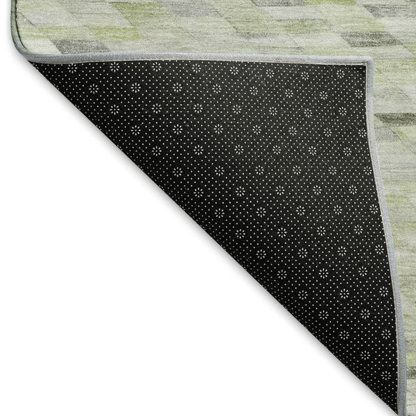 HomeRoots 8' X 10' Geometric Area Rug in Green, Gray & Ivory – Washable, UV-Protected, Durable for Busy Homes 696390
