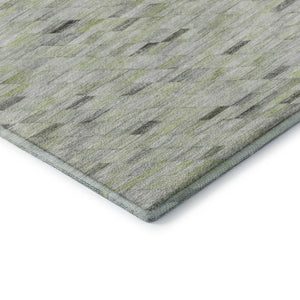 HomeRoots 8' X 10' Geometric Area Rug in Green, Gray & Ivory – Washable, UV-Protected, Durable for Busy Homes 696390