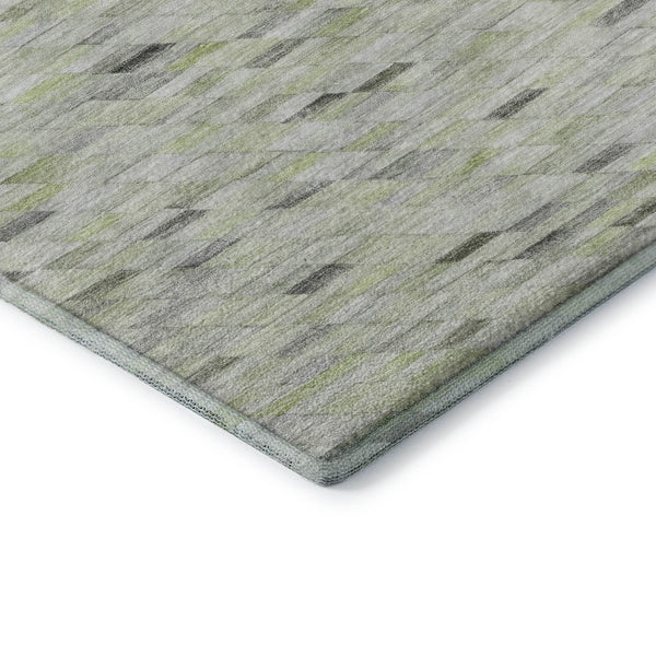 HomeRoots 8' X 10' Geometric Area Rug in Green, Gray & Ivory – Washable, UV-Protected, Durable for Busy Homes 696390