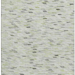 HomeRoots 8' X 10' Geometric Area Rug in Green, Gray & Ivory – Washable, UV-Protected, Durable for Busy Homes 696390
