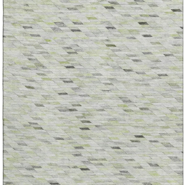 HomeRoots 8' X 10' Geometric Area Rug in Green, Gray & Ivory – Washable, UV-Protected, Durable for Busy Homes 696390