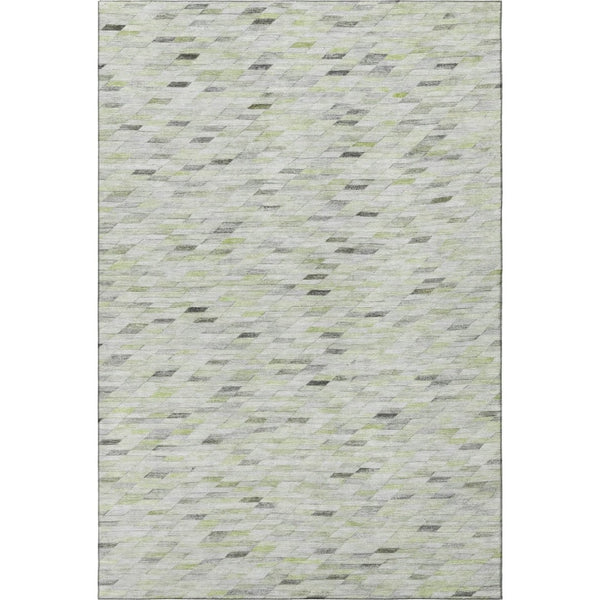 HomeRoots 8' X 10' Geometric Area Rug in Green, Gray & Ivory – Washable, UV-Protected, Durable for Busy Homes 696390
