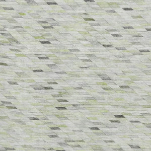HomeRoots 10' Geometric Washable Area Rug in Green, Gray & Ivory - UV Protected, Pet-Friendly Design! 696392