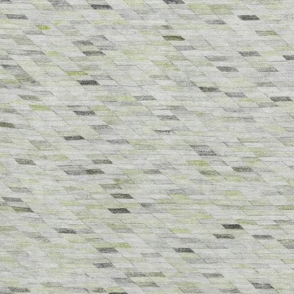 HomeRoots 10' Geometric Washable Area Rug in Green, Gray & Ivory - UV Protected, Pet-Friendly Design! 696392