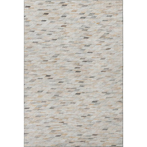 HomeRoots 5' X 8' Stylish Washable Area Rug in Linen Gray & Ivory - Geometric Design with UV & Stain Protection 696394