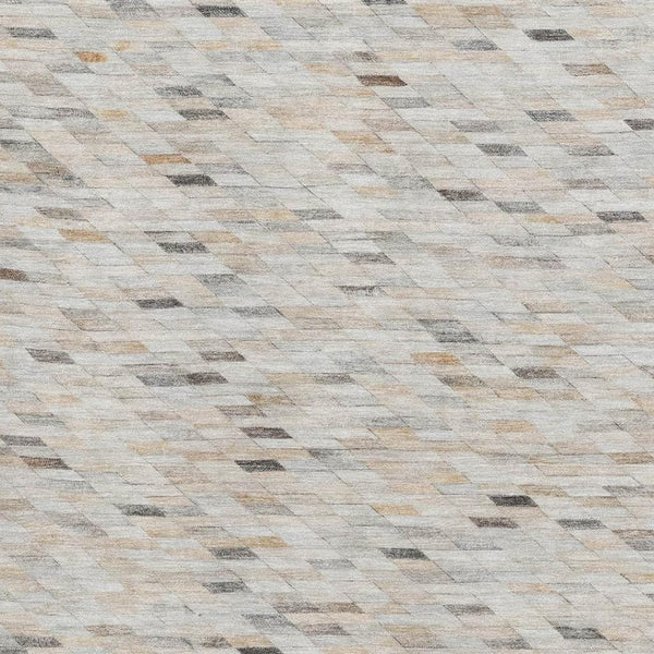HomeRoots 9' X 12' Linen Gray & Ivory Geometric Area Rug – Washable, UV-Protected, Durable for High-Traffic Spaces 696397