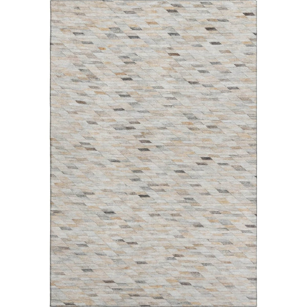 HomeRoots 10' X 14' Linen Gray and Ivory Geometric Area Rug – Washable, UV Protected, Perfect for High Traffic Homes 696398