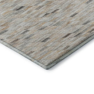 HomeRoots 10' X 14' Linen Gray and Ivory Geometric Area Rug – Washable, UV Protected, Perfect for High Traffic Homes 696398