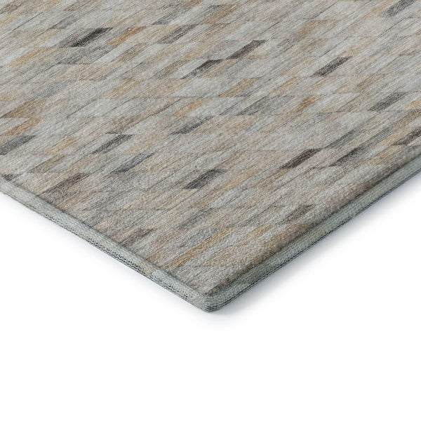HomeRoots 10' X 14' Linen Gray and Ivory Geometric Area Rug – Washable, UV Protected, Perfect for High Traffic Homes 696398