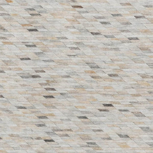 HomeRoots 10' X 14' Linen Gray and Ivory Geometric Area Rug – Washable, UV Protected, Perfect for High Traffic Homes 696398