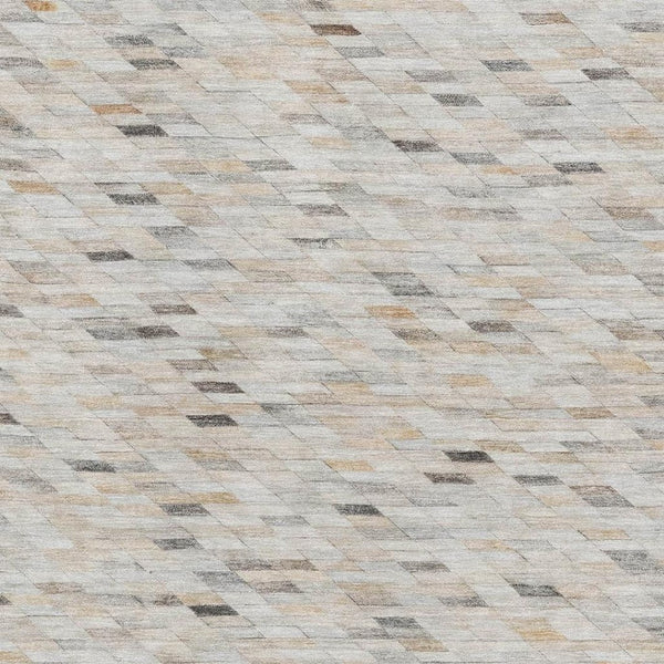 HomeRoots 10' X 14' Linen Gray and Ivory Geometric Area Rug – Washable, UV Protected, Perfect for High Traffic Homes 696398