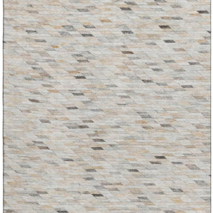 HomeRoots 10' X 14' Linen Gray and Ivory Geometric Area Rug – Washable, UV Protected, Perfect for High Traffic Homes 696398