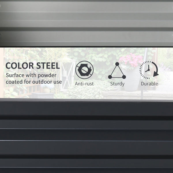 English Elm Outsunny 2-Piece Galvanized Metal Raised Garden Bed Planter Set For Vegetables, Herbs, And Flowers W2225P174439-GIGA