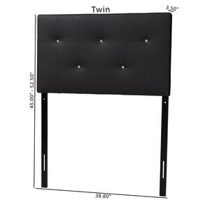 Baxton Studio Baxton Kirchem Modern Twin Headboard in Black Faux Leather with Crystal Tufting for Elegant Rooms BBT6432-Black-Twin HB
