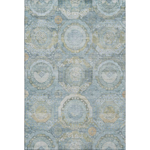 HomeRoots 10' Blue, Gold & Gray Mosaic Area Rug - Washable, UV Protected, Durable for Indoor & Outdoor Use 696404