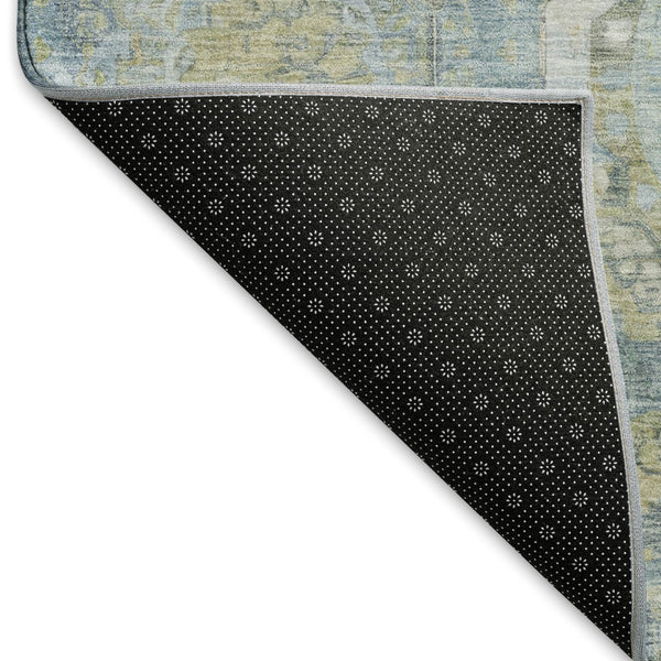 HomeRoots 10' Blue, Gold & Gray Mosaic Area Rug - Washable, UV Protected, Durable for Indoor & Outdoor Use 696404