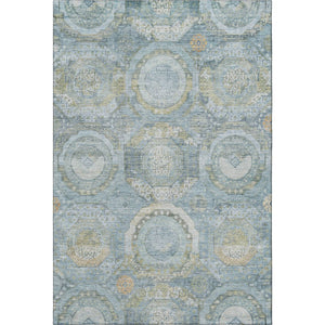 HomeRoots 10' Blue, Gold & Gray Mosaic Area Rug - Washable, UV Protected, Durable for Indoor & Outdoor Use 696404