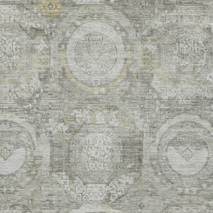 HomeRoots 5' X 8' Pewter Gray & Wheat Mosaic Area Rug – Washable, UV Protected, Durable & Stain Resistant Design 696406