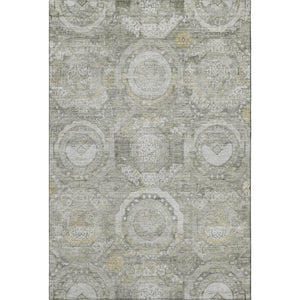 HomeRoots 8' X 10' Stylish Pewter Gray & Wheat Mosaic Area Rug - Washable, UV-Protected, Pet-Friendly Design! 696408