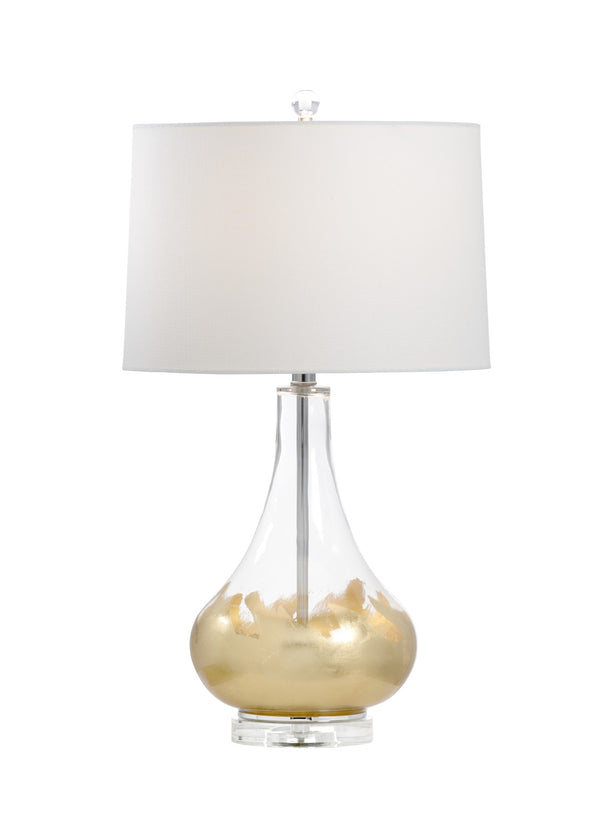 Chelsea House Leafed Artisan Glass Lamp With Hand-Applied Gold Leaf, 27" Ambient Table Light For Elegant DéCor 69641