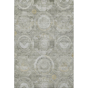 HomeRoots 10' Stylish Pewter Gray & Wheat Mosaic Washable Area Rug with UV Protection for High-Traffic Spaces 696410