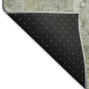 HomeRoots 10' Stylish Pewter Gray & Wheat Mosaic Washable Area Rug with UV Protection for High-Traffic Spaces 696410