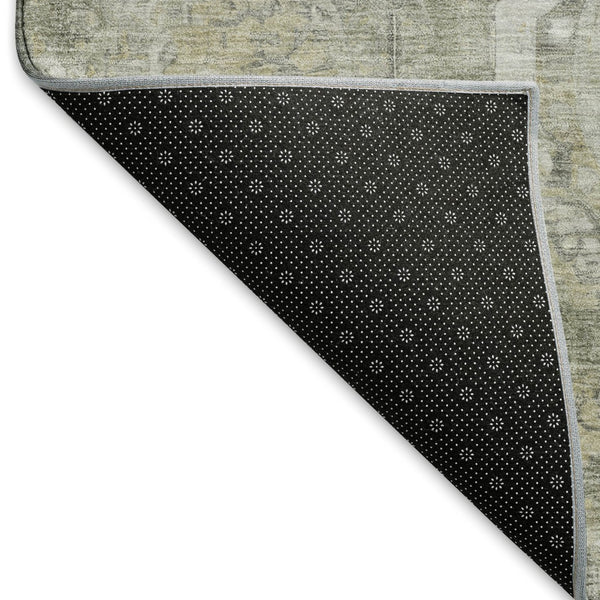 HomeRoots 10' Stylish Pewter Gray & Wheat Mosaic Washable Area Rug with UV Protection for High-Traffic Spaces 696410