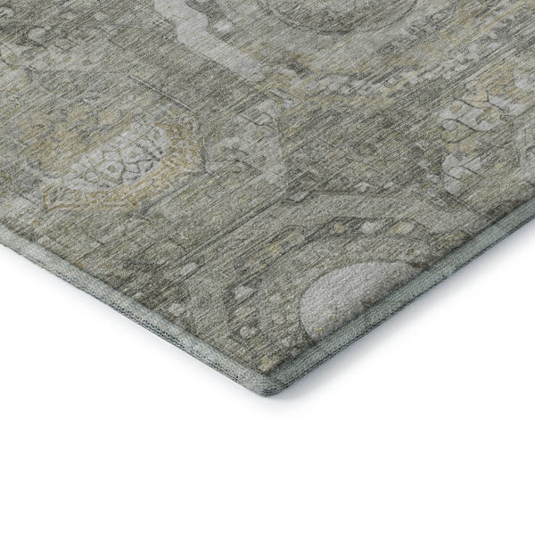 HomeRoots 10' Stylish Pewter Gray & Wheat Mosaic Washable Area Rug with UV Protection for High-Traffic Spaces 696410