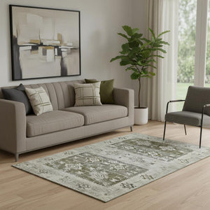 HomeRoots 5' X 8' Southwestern Washable Area Rug in Earthy Brown Taupe, UV Protected for Family Homes 696418
