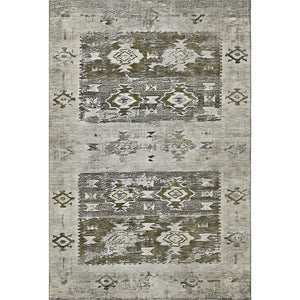HomeRoots 8' X 10' Southwestern Washable Area Rug - Earthy Brown, Taupe, and Beige with UV Protection & Durability 696420