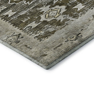 HomeRoots 9' X 12' Southwestern Washable Area Rug - Earthy Brown & Beige, UV-Protected, Pet-Friendly Design 696421