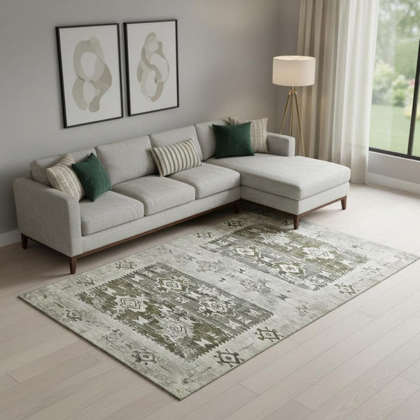 HomeRoots 10' Southwestern Washable Area Rug in Brown Taupe & Beige – UV Protected, Durable & Stylish Home Accent 696422