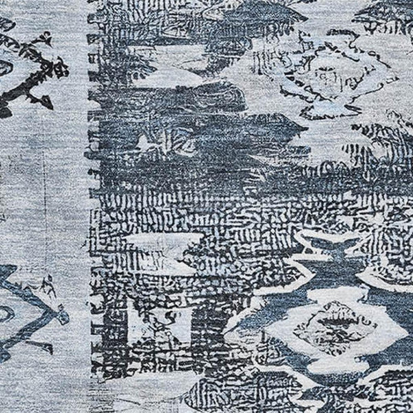 HomeRoots 5' X 8' Southwestern Area Rug in Blue, Ivory & Gray - Washable, UV Protected & Stain Resistant 696424
